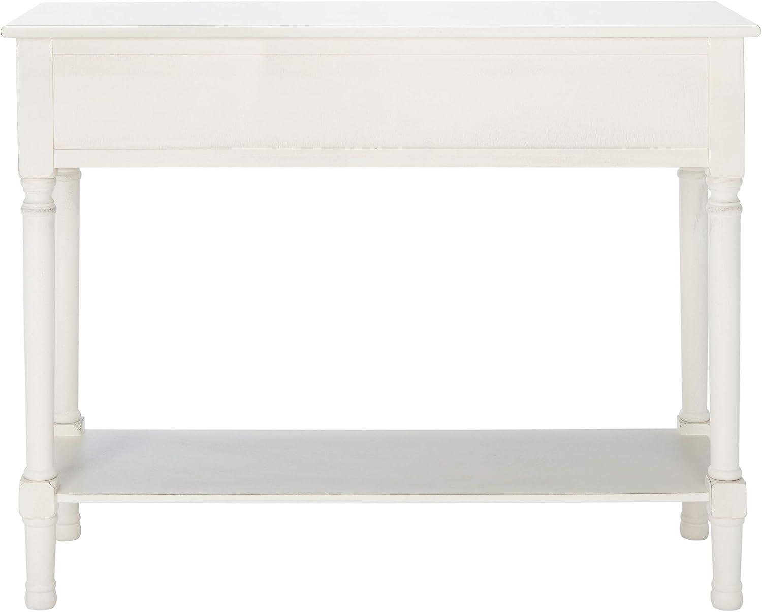 Distressed White Wood Console Table with Storage Drawers