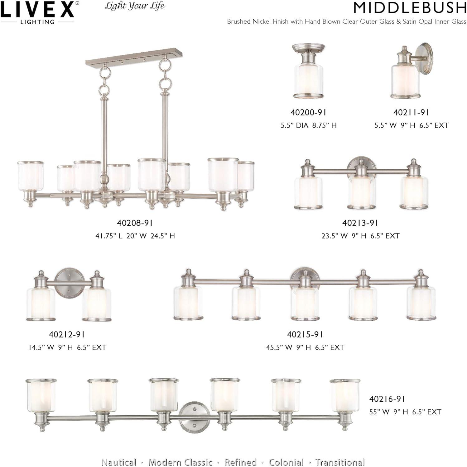 Middlebush 5-Light Polished Nickel Chandelier with Double Glass Shades