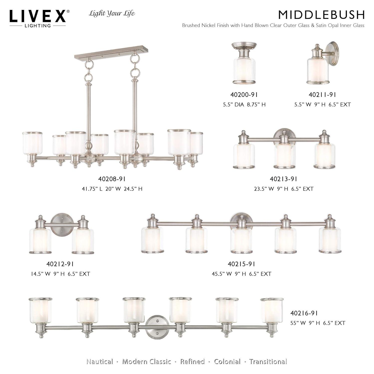 Middlebush 5-Light Polished Nickel Chandelier with Double Glass Shades