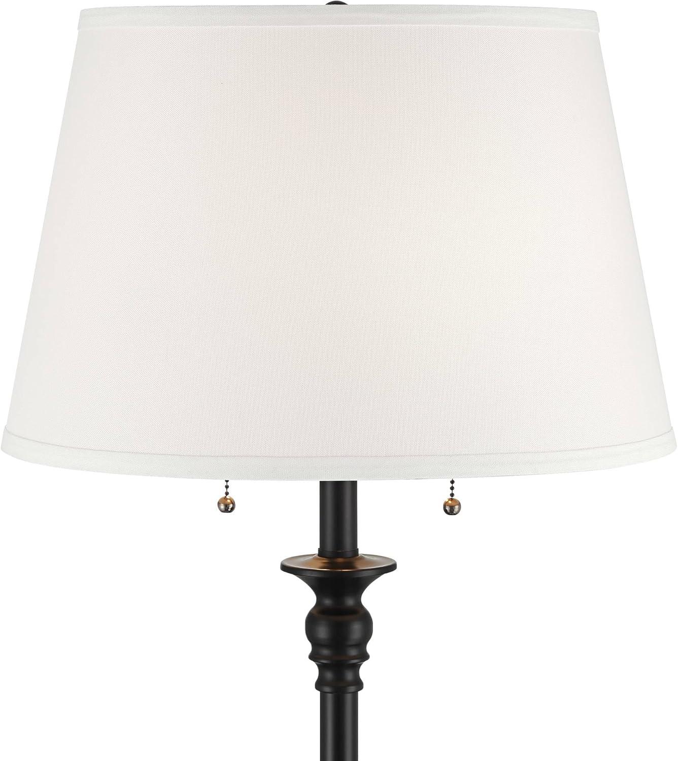 Spenser 58" Satin Black Traditional Floor Lamp with White Shade