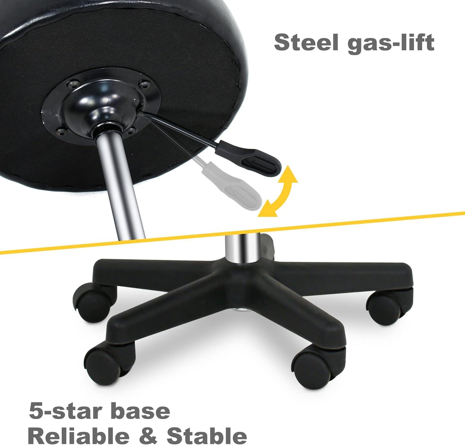 Adjustable Black PVC Leather Hydraulic Rolling Stool