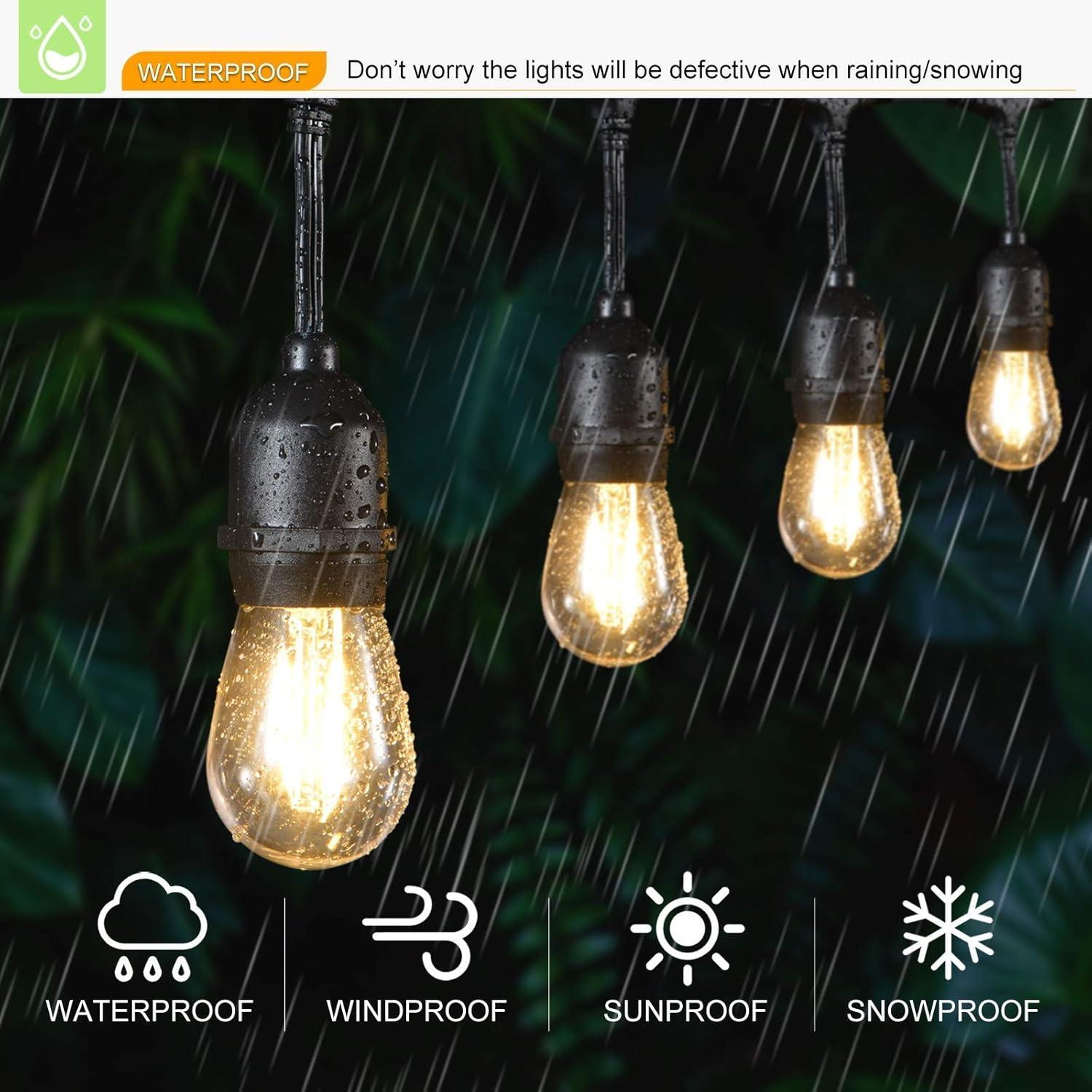 ROMANJOY 15Pack 2W S14 Replacement LED Bulbs, 2200K Warm White Waterproof Outdoor String Lights Vintage LED Filament Bulb, E26 Base Edison LED Light Bulbs