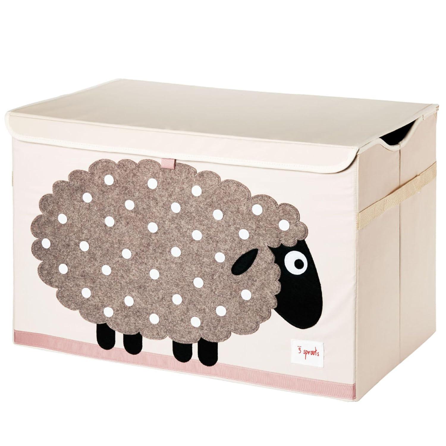 3 Sprouts Collapsible Toy Chest Storage Bin for Kids Playroom, Sheep