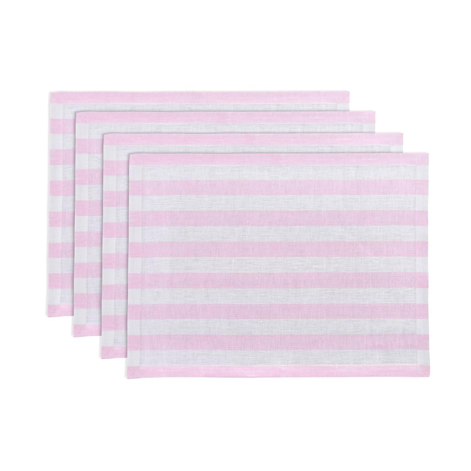 Solino Home Sorrento Stripe - 100% Pure Linen Placemats (Set of 4)