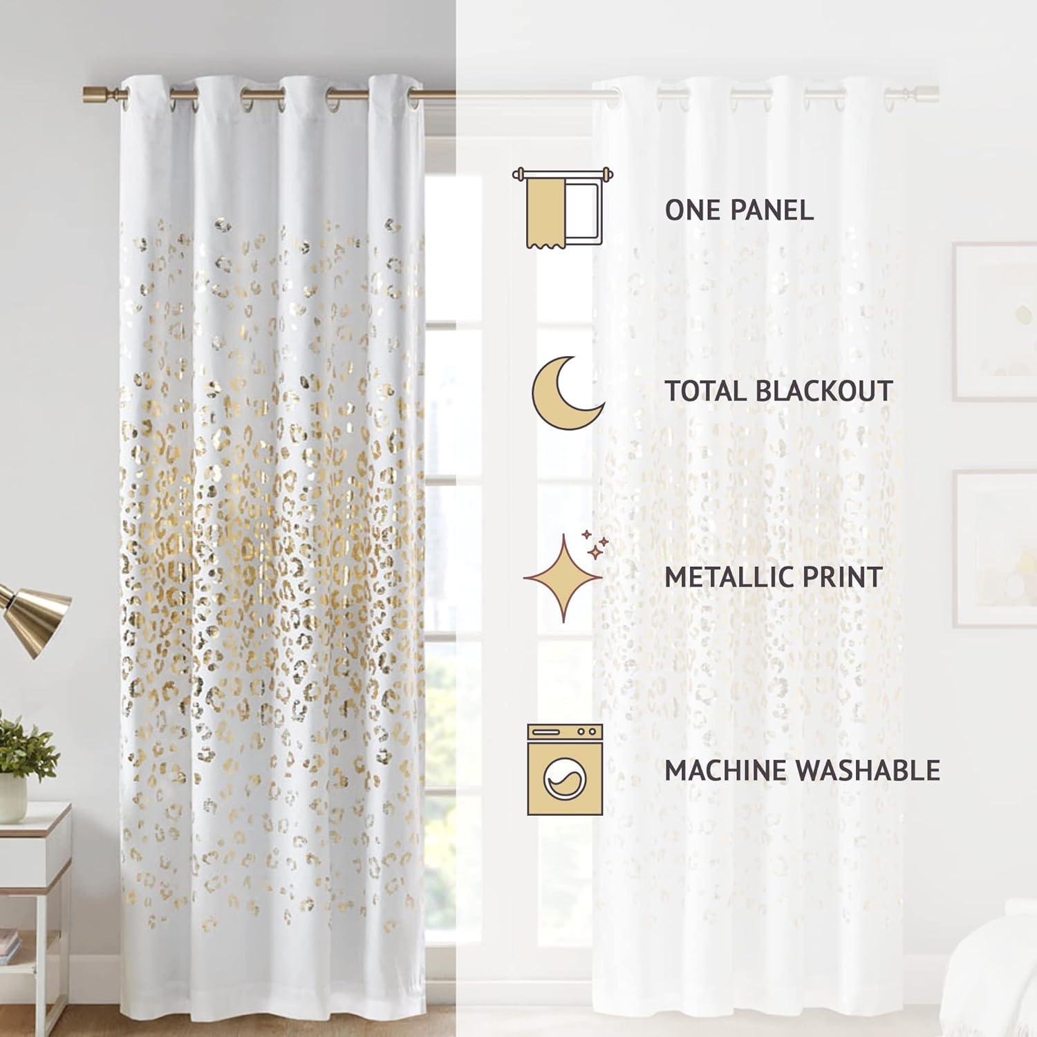 510 Design Lillie Grommet Top Metallic Animal Printed Total Blackout Singel Curtain