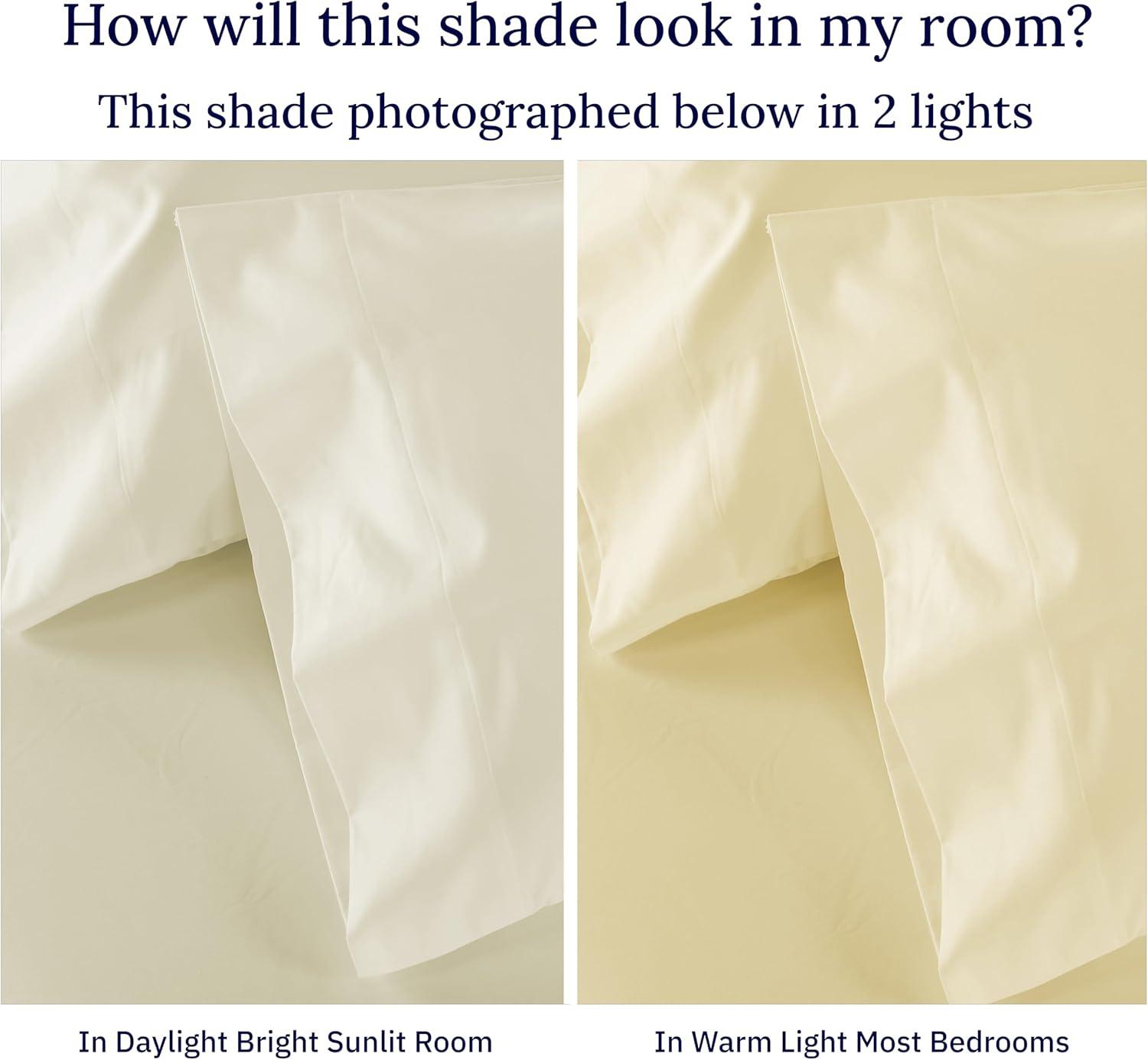 Luxury 1000 Thread Count Bed Sheets Set - 100% Cotton Sateen - Soft, Thick & Deep Pocket by California Design Den - Ivory, King