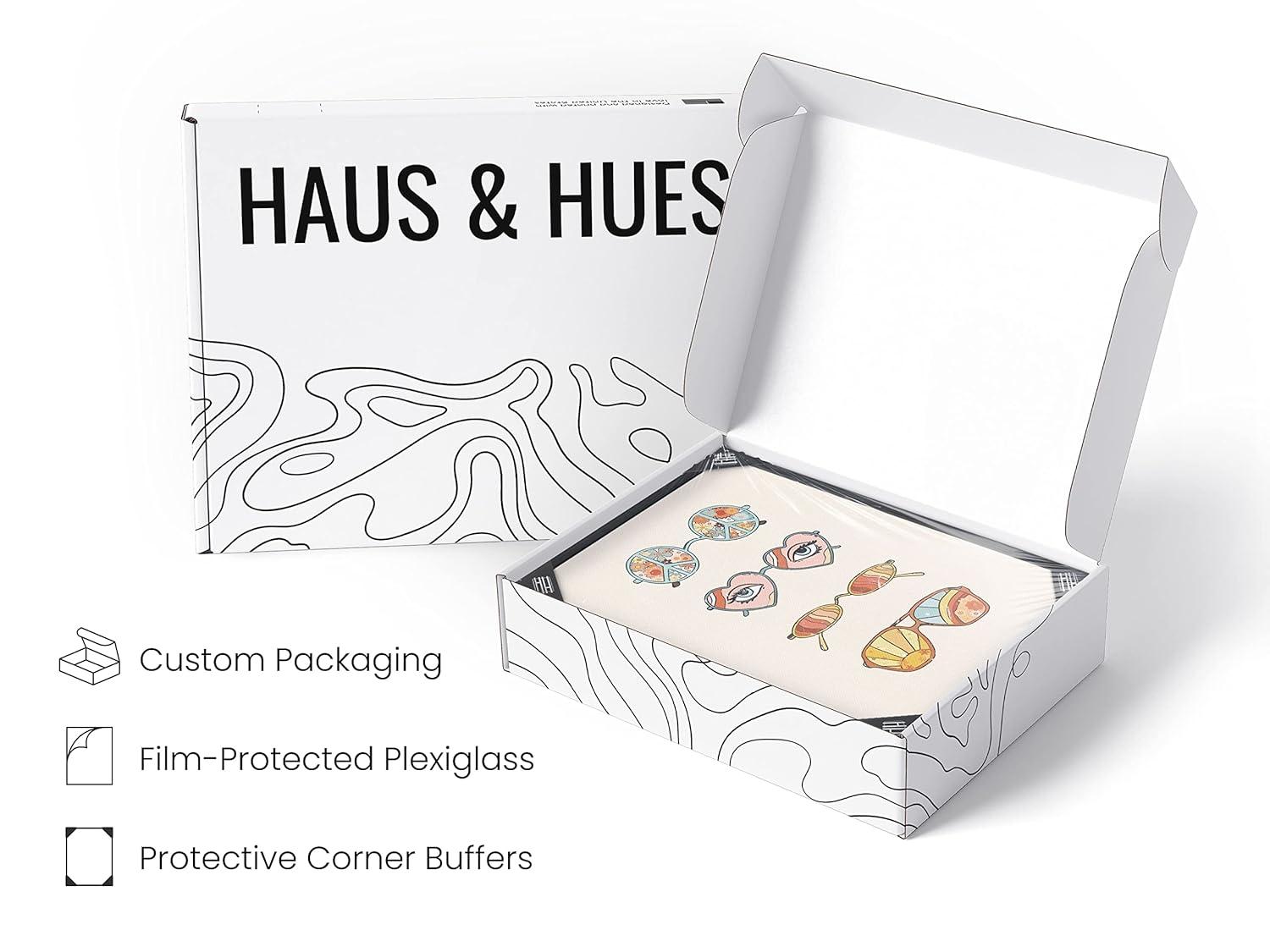 HAUS AND HUES Sunglasses Art Poster for Teen Girls Room - Retro Indie Aesthetic Trippy Wall Art | UNFRAMED 12"x16" (Hippie Sunglasses)