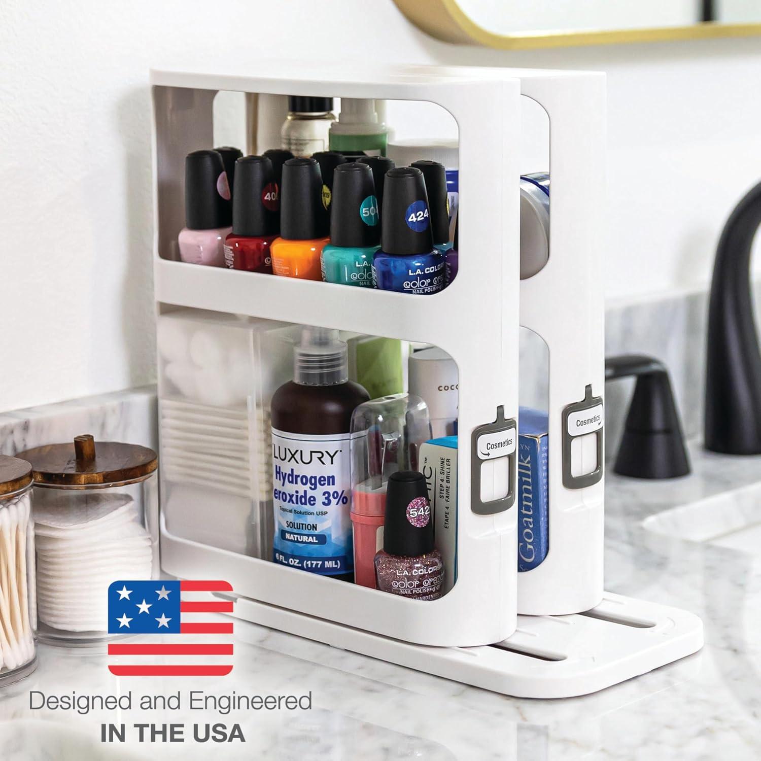 White Revolving Double-Decker Countertop Spice Rack Organizer