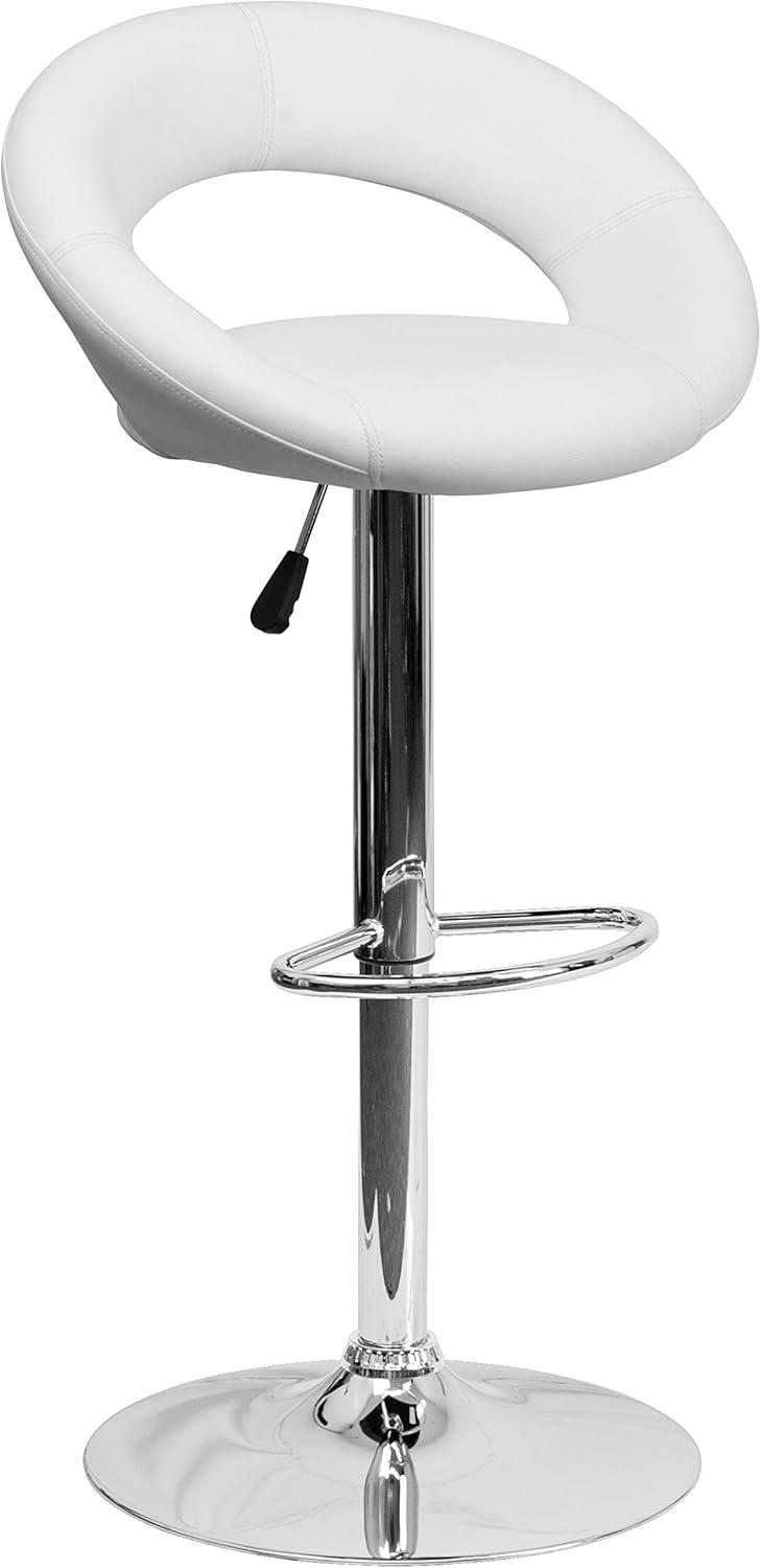 Flash Furniture Contemporary Vinyl Rounded Orbit-Style Back Adjustable Height Barstool with Chrome Base