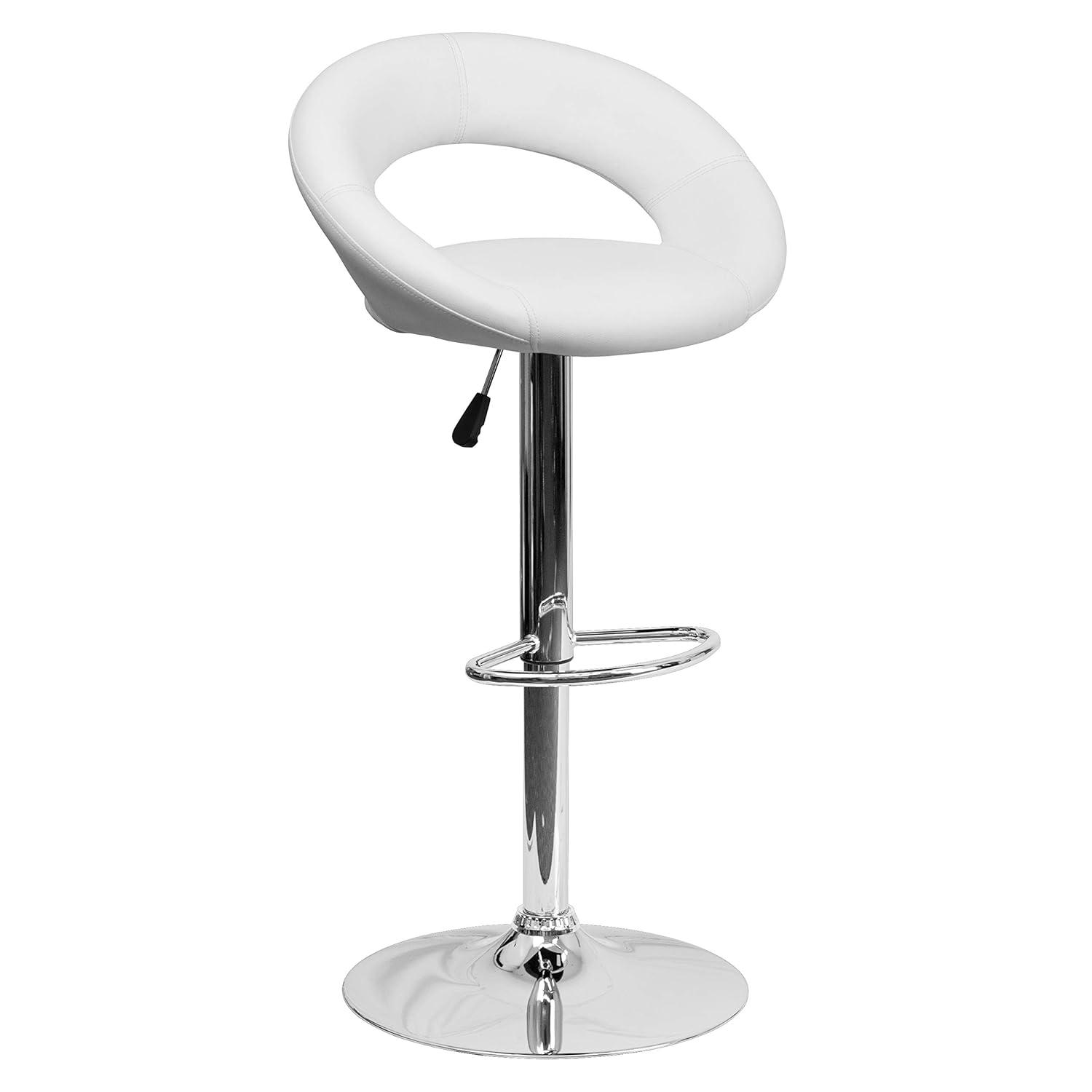 Flash Furniture Contemporary Vinyl Rounded Orbit-Style Back Adjustable Height Barstool with Chrome Base