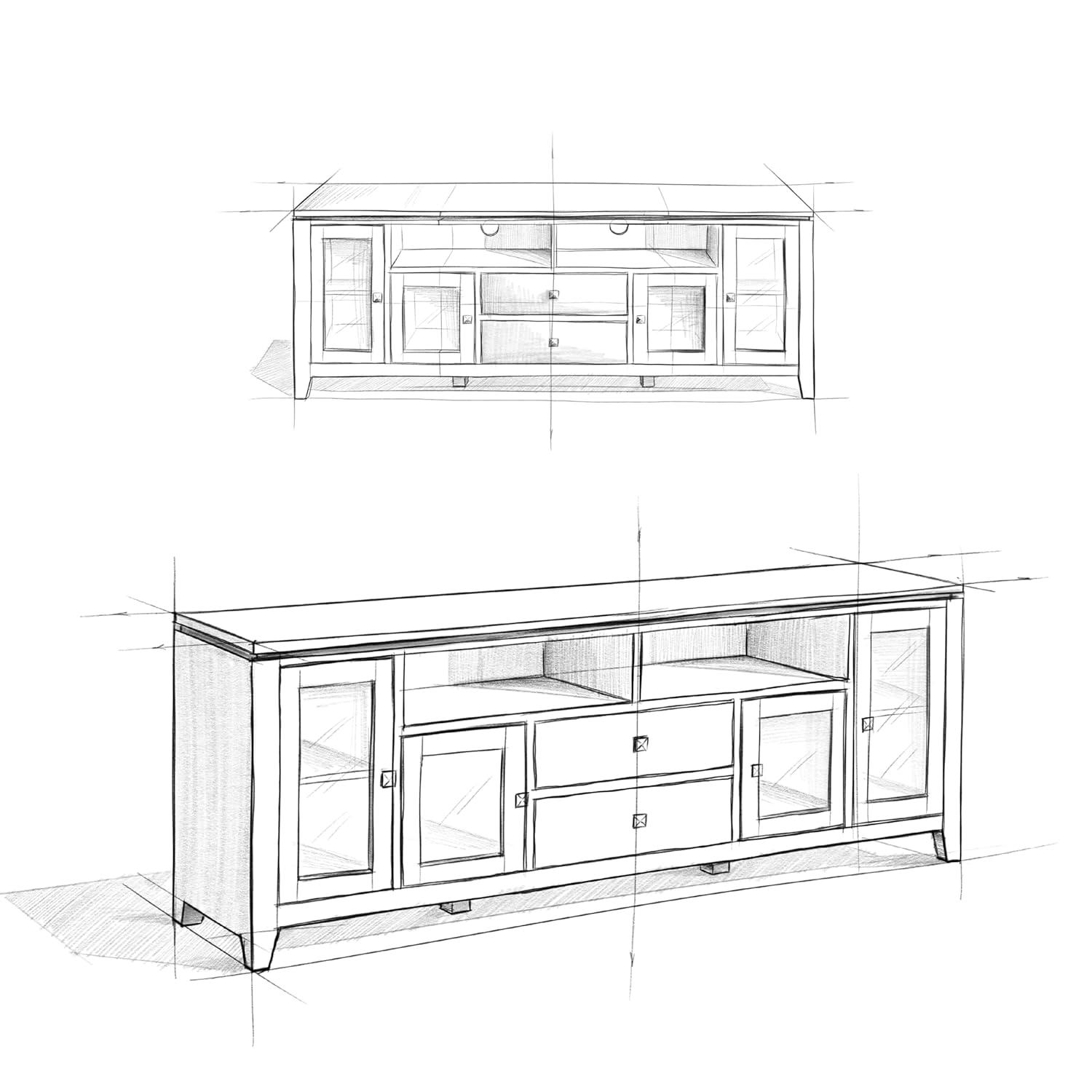Simpli Home Cosmopolitan SOLID WOOD 72 inch Wide TV Media Stand For TVs up to 80 inches