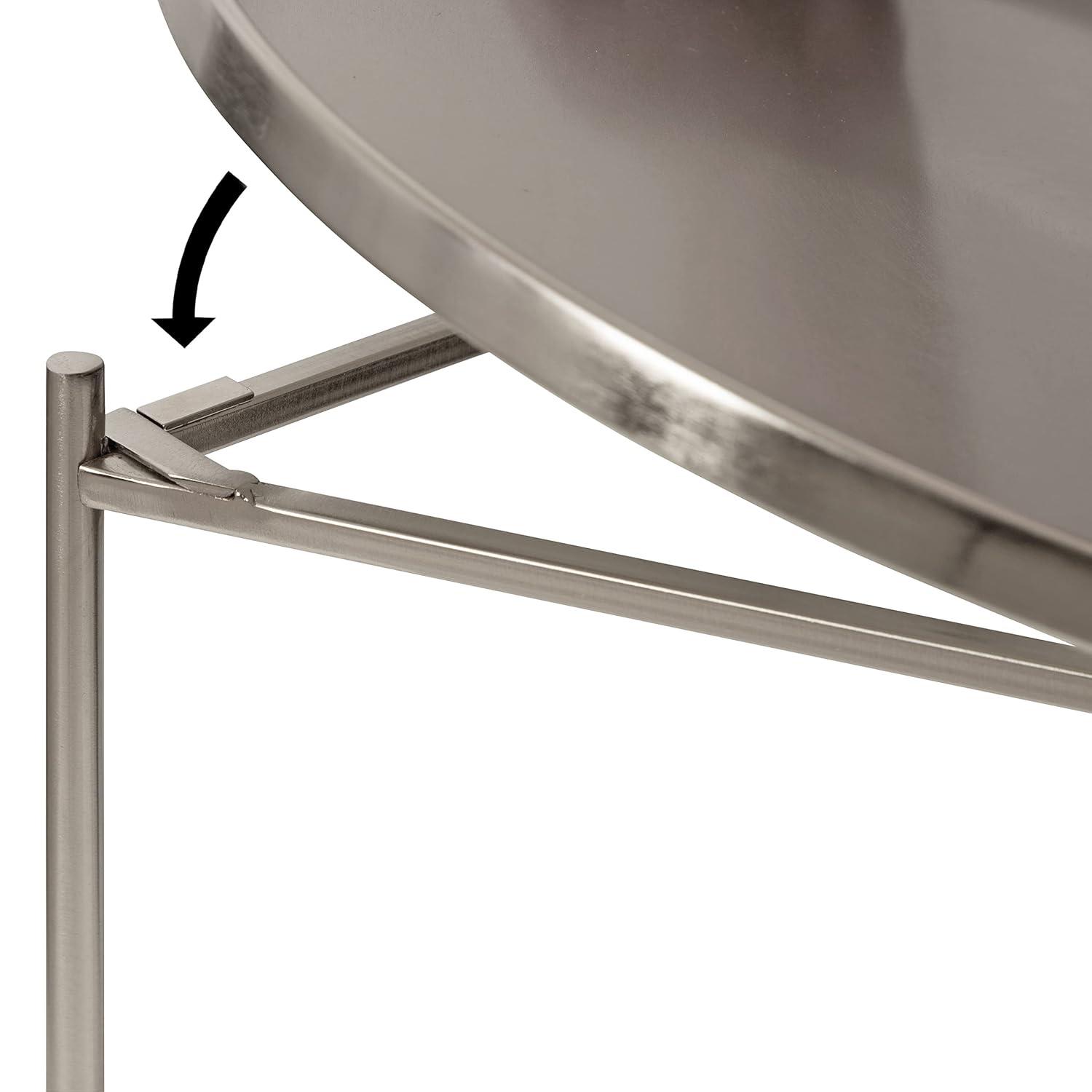 Kate and Laurel Ulani Round Metal Nesting Table, 2 Piece, Silver