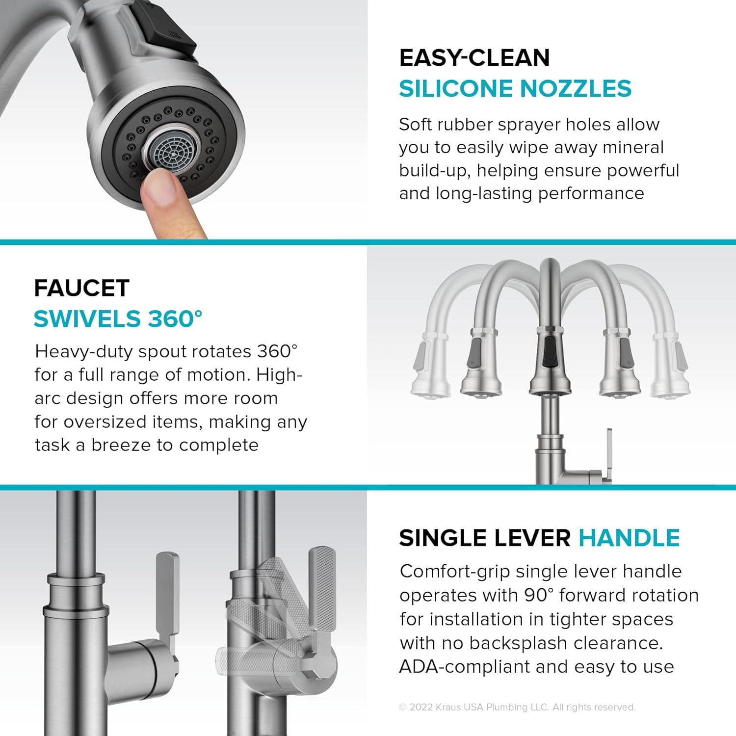 Allyn Transitional Industrial Pull-Down Single Handle Kitchen Faucet