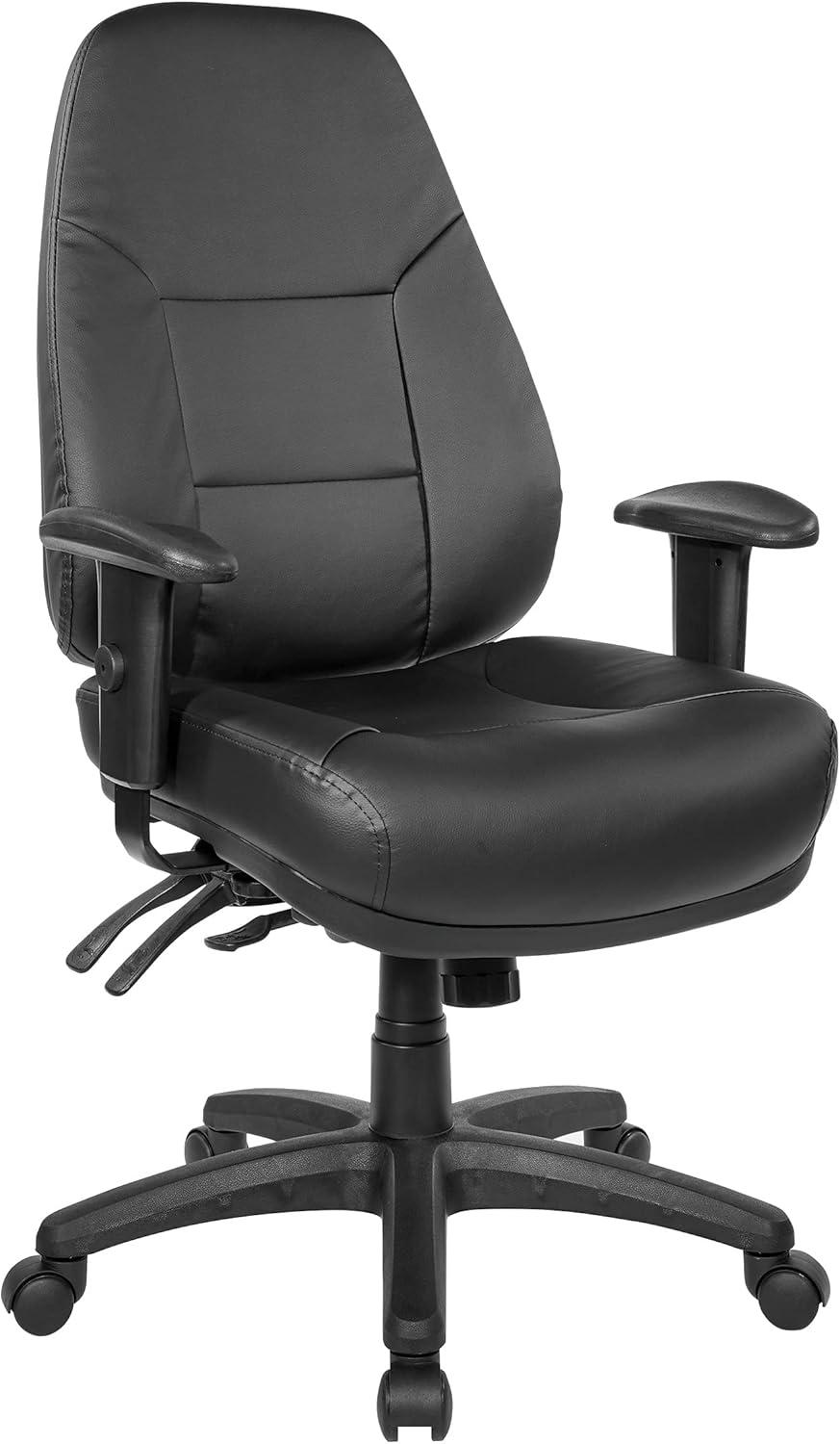 Office Star Products High Back Chair Dillion Black 2 Way Adj Arms Multi Function