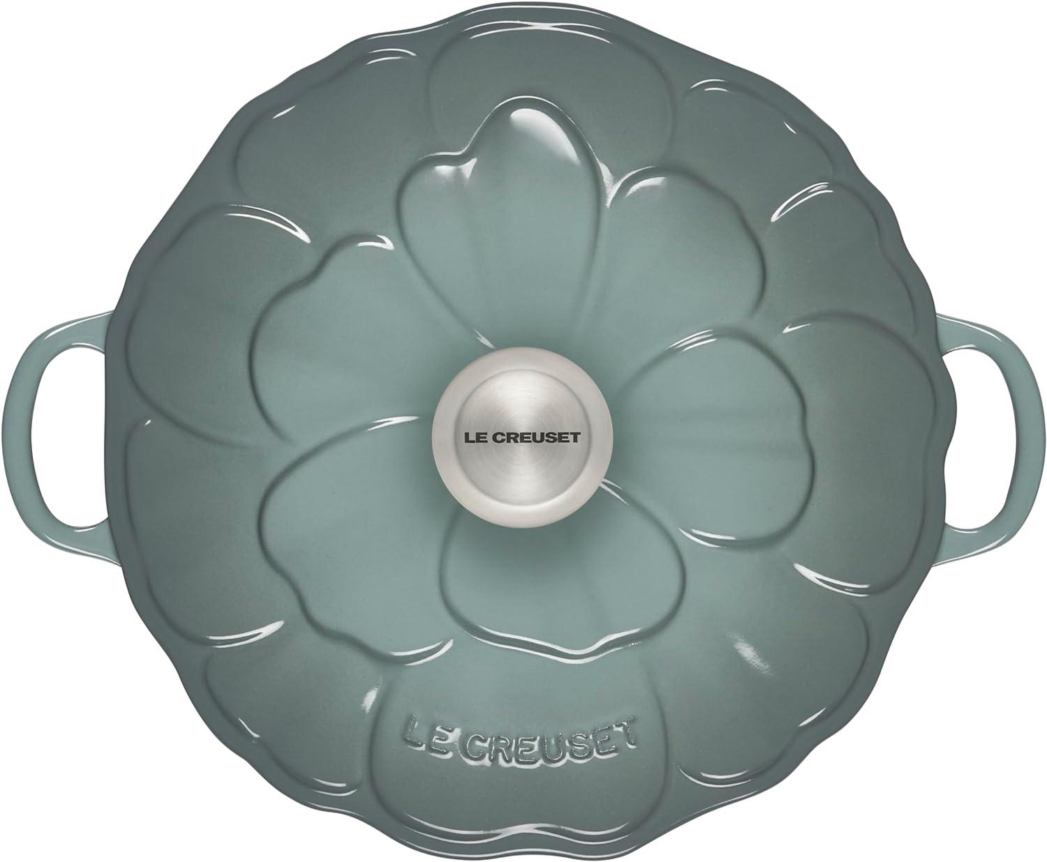 Sea Salt Enameled Cast Iron Petal Braiser with Handles, 2.25qt