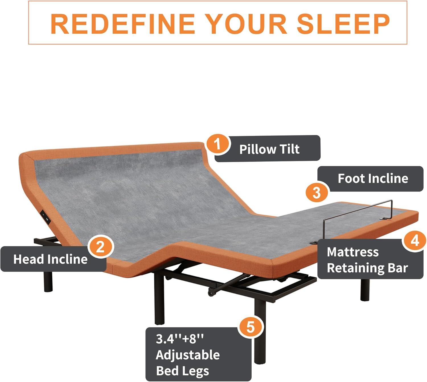 Zero Gravity Adjustable Bed with 14" Hybrid Mattress E3000 Series
