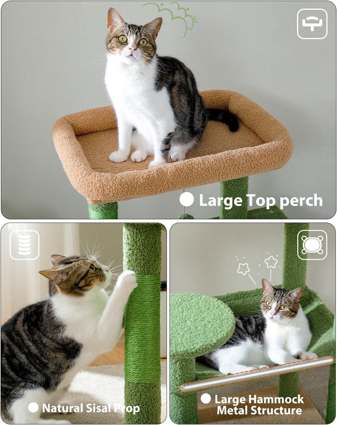 Latitude Run® Indoor Multi-Level Tall Cat Tower With Large Hammock, Scratching Posts, Cozy Condo And Top Perch