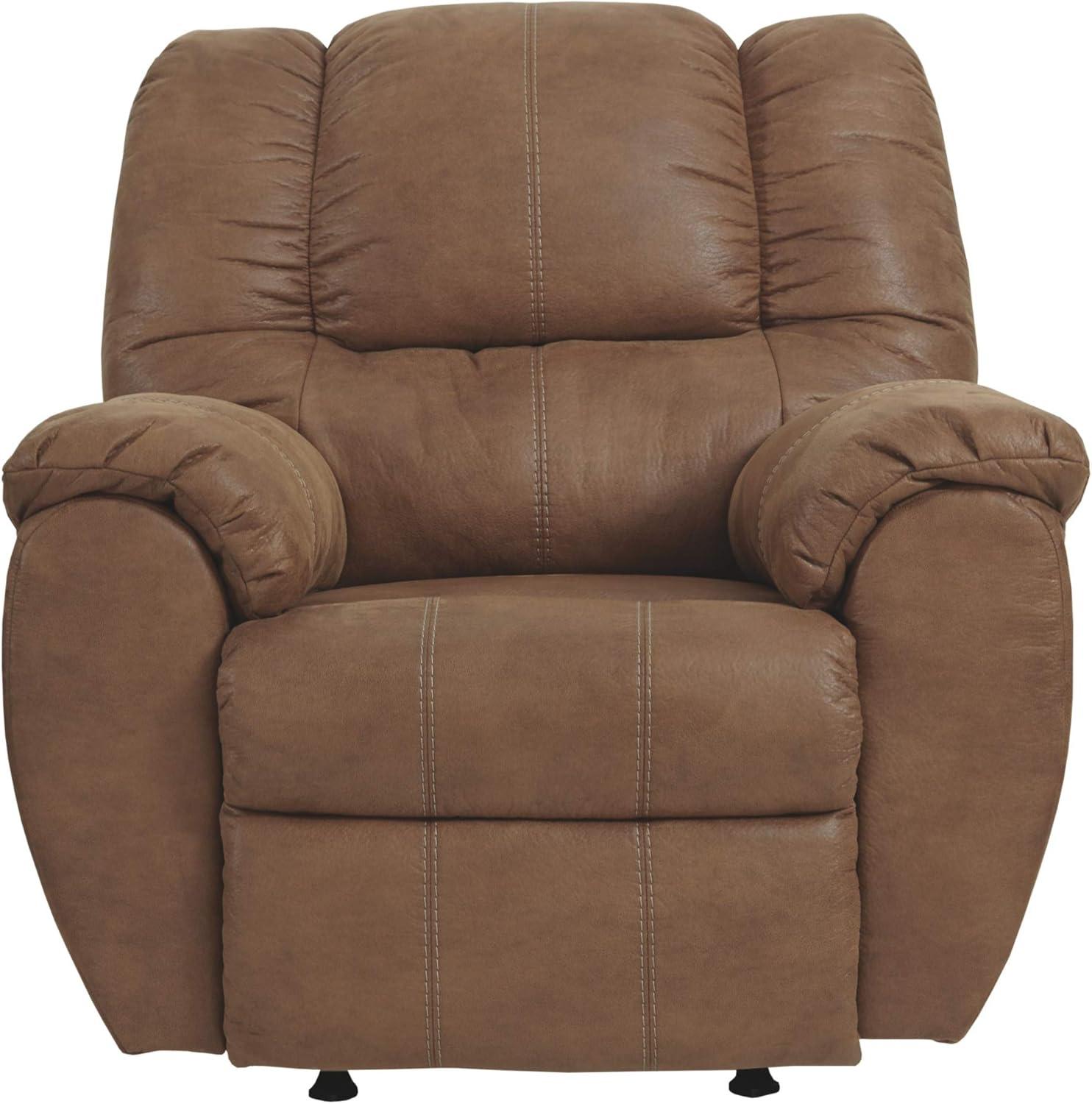 Saddle Brown Faux Leather Recliner with Metal Frame