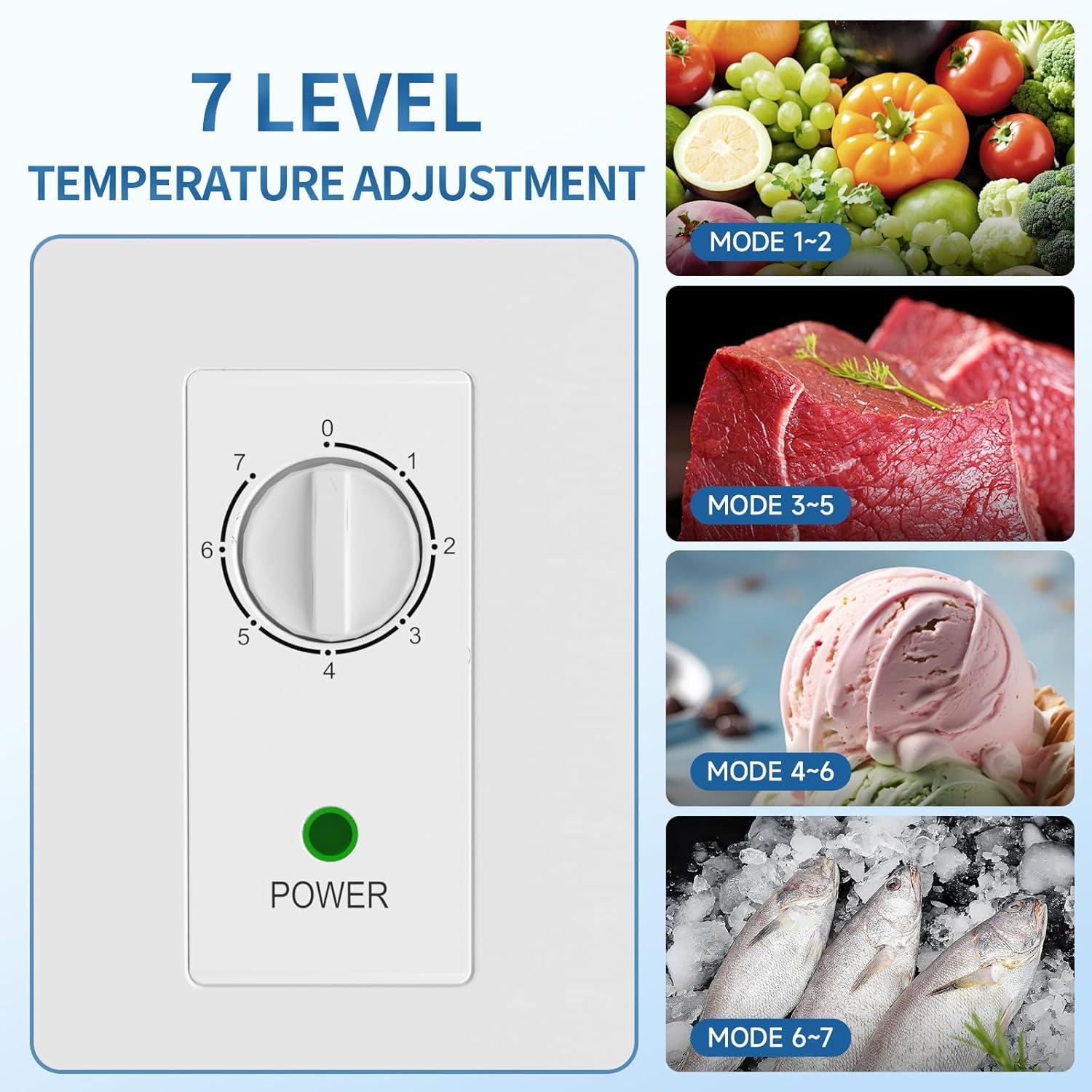 BANGSON 7.0 Cu.Ft Chest Freezer, Deep Freezer with Adjustable Thermostat, Top Open Door Freezer with Removable Basket