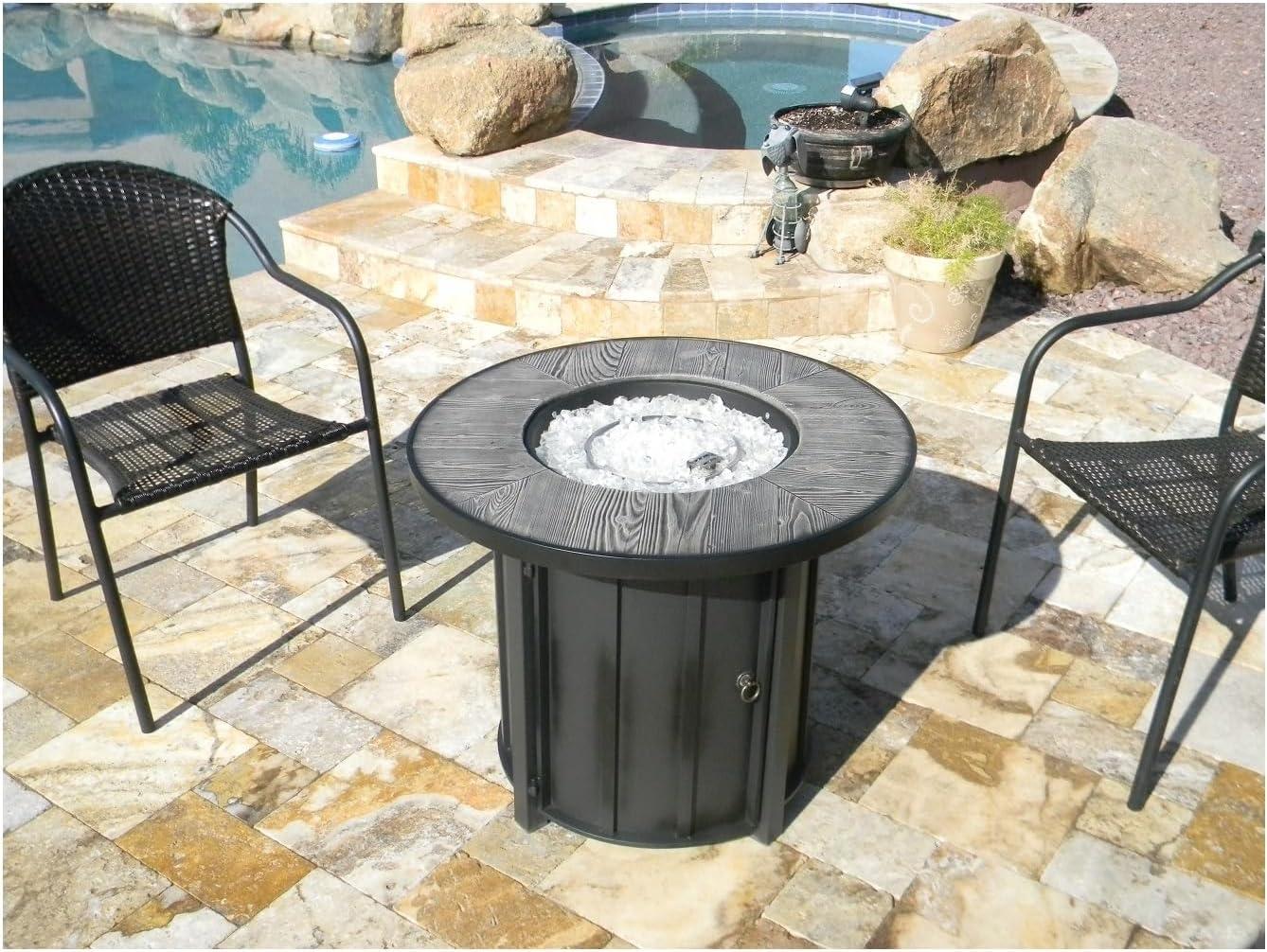 Faux Wood Tile Top Outdoor Patio Fire Pit - AZ Patio Heaters: Steel Construction, 40,000 BTU Heater