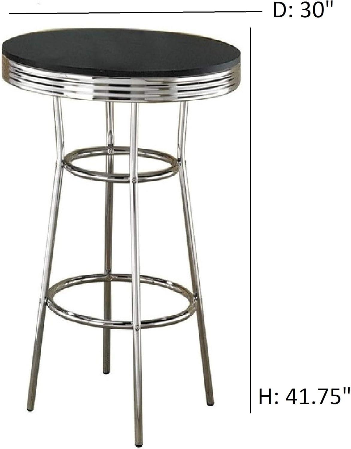 Coaster Company 1950's Black Retro Round Bar Table, Black/Chrome (stools sold separately)