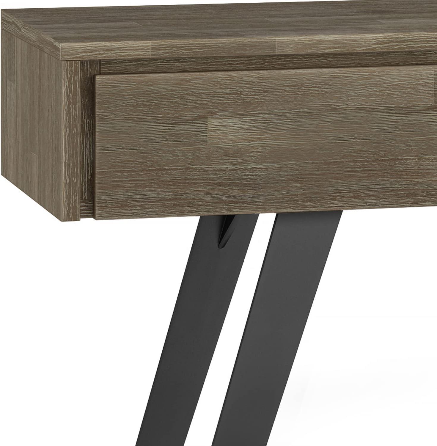 Urban Acacia & Metal 60" Console Table with Storage in Distressed Grey