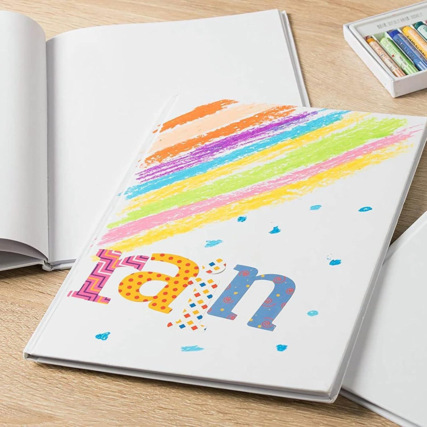 Paper Junkie White Hardcover Blank Books for Kids to Write Stories, 8.5x11 Unlined Journals for Students (36 Pages, 3 Pack)