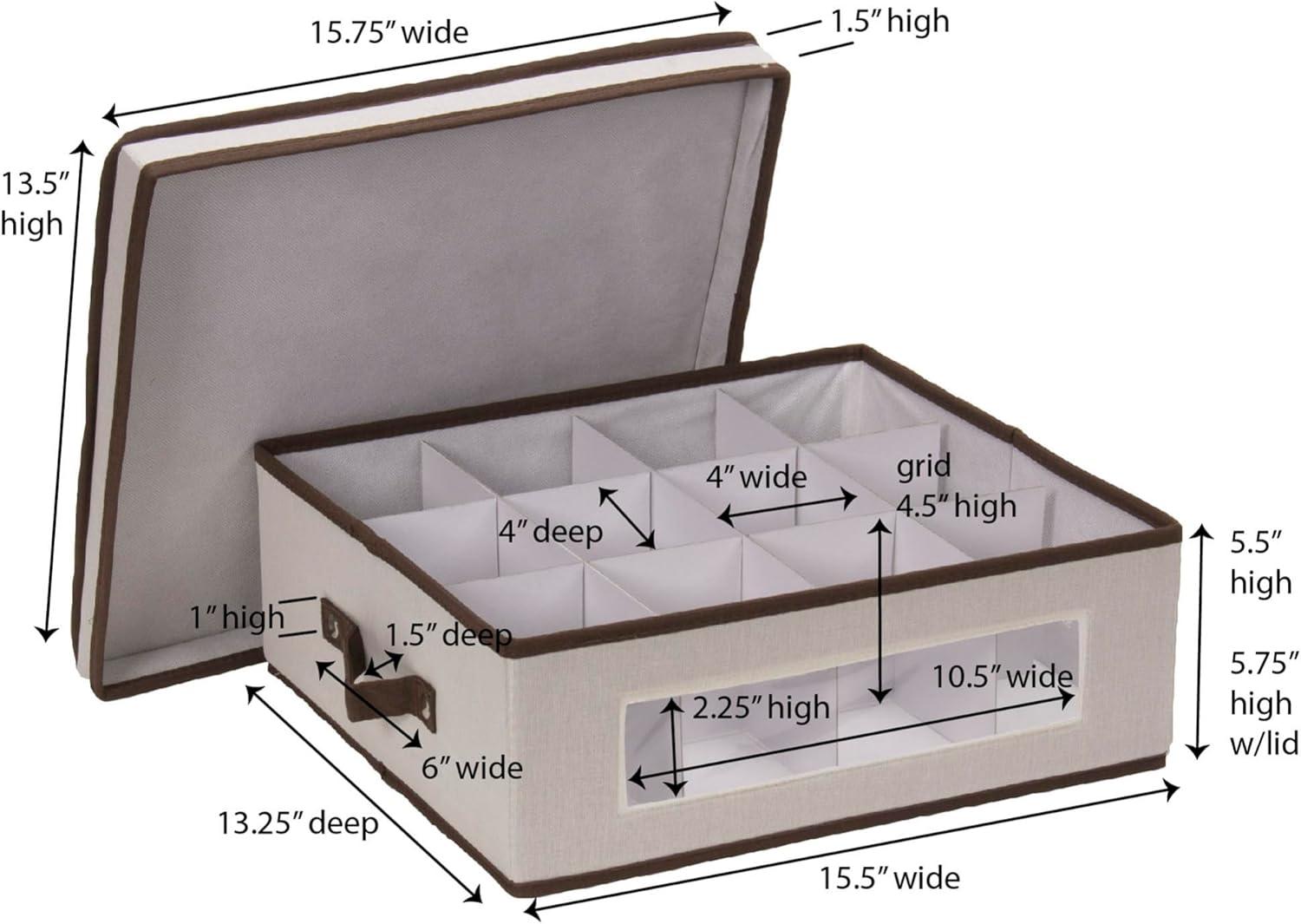 Gray Fabric Lidded Storage Bin with Dividers