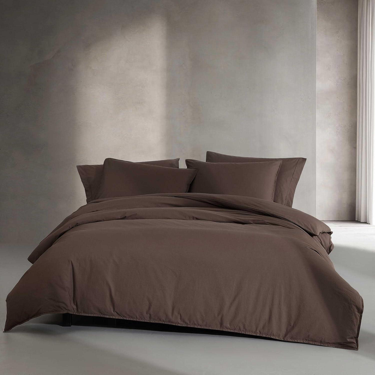 Calvin Klein Washed Percale Solid Cotton Duvet Cover Set