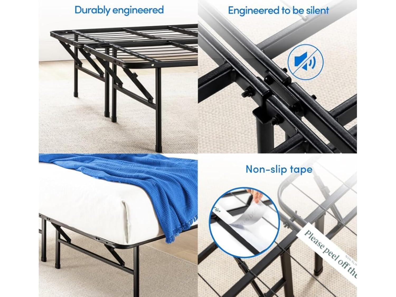Sleepy's Raised 13 Inch High Metal Platform Frame | Support Mattress Foundation | No Box Spring Needed | Underbed Storage Space | Queen Size