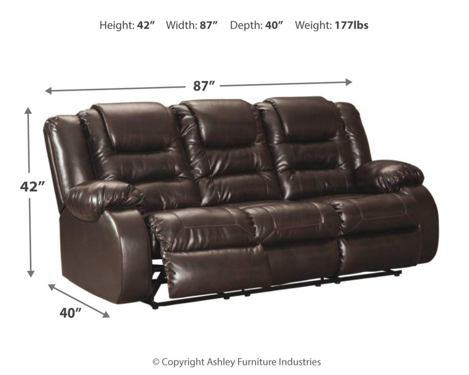 Signature Design by Ashley Vacherie Reclining Sofa in Chocolate