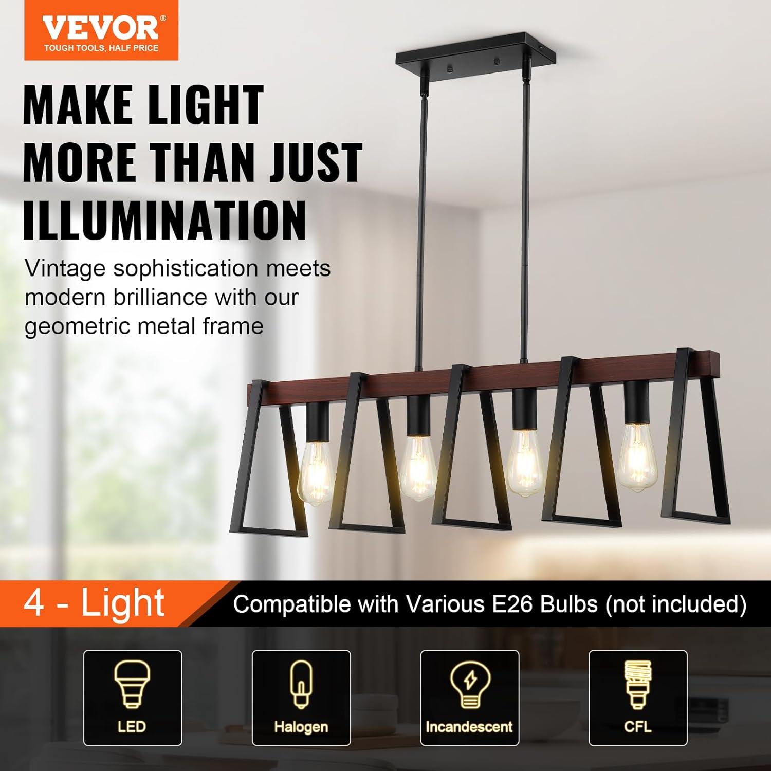 VEVOR 1 - Light Matte Black Chandelier Pendant