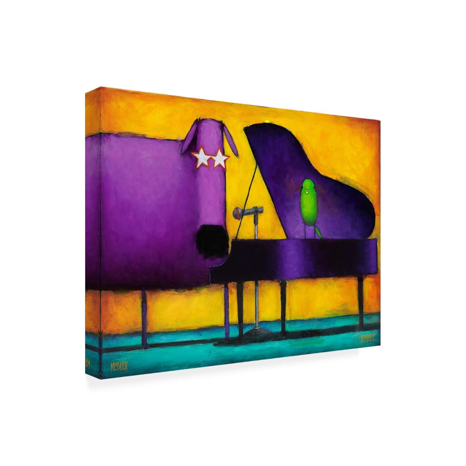 Trademark Fine Art 'Piano Glam Dog' Canvas Art by Daniel Patrick Kessler