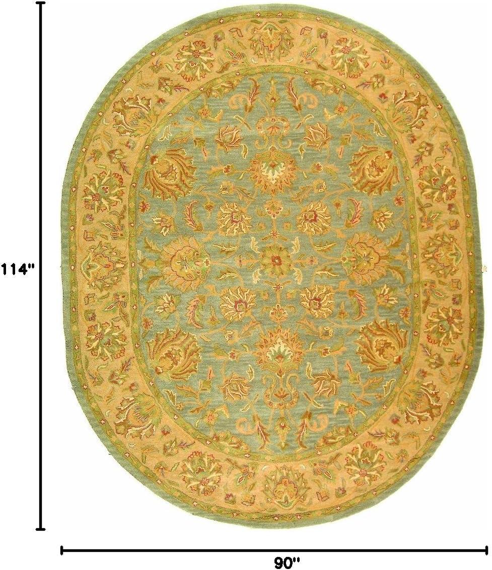 Heritage HG343 Hand Tufted Area Rug - Blue/Beige - 7'6"x9'6" Oval - Safavieh.