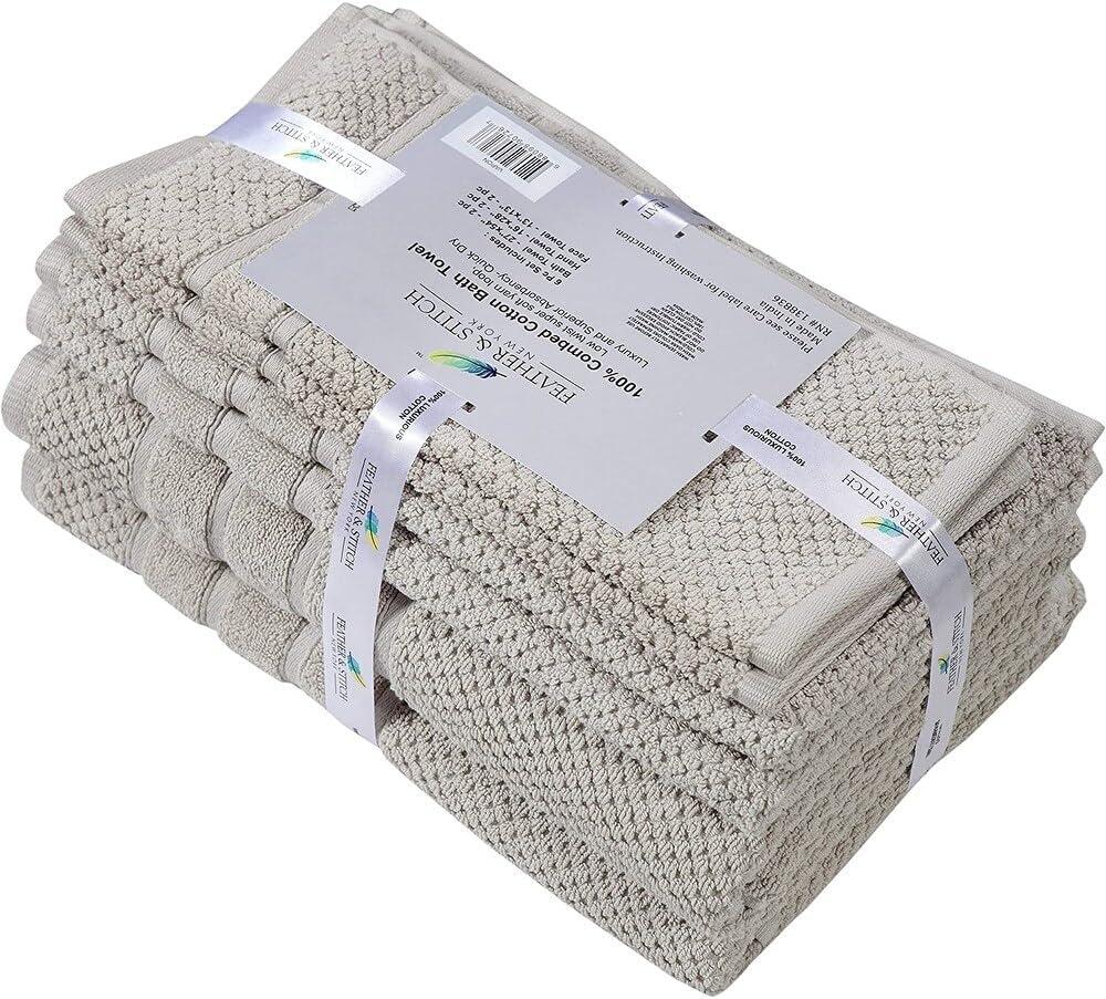 Luxury 100% Cotton 6-Piece Towel Set, 650 GSM Hotel Collection, Super Soft and Highly Absorbent (Multicolor, 6 Pack Set)