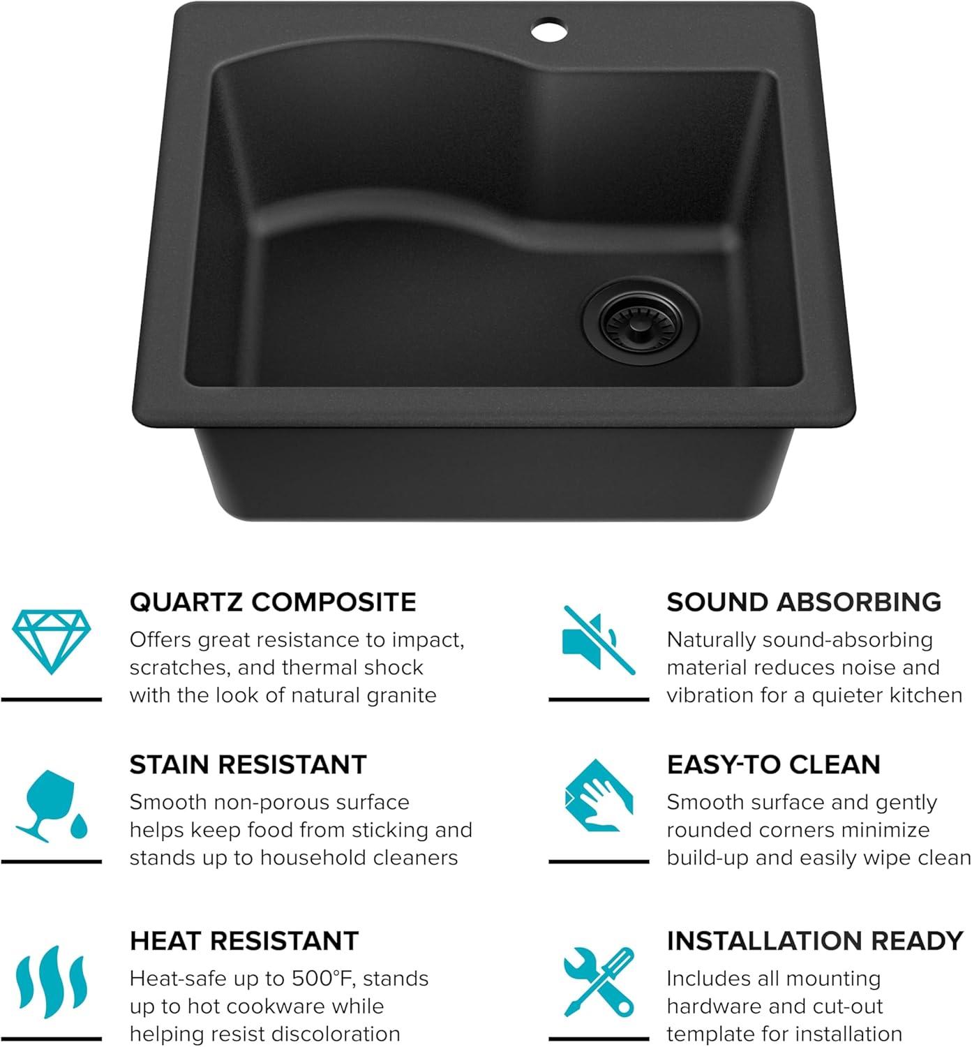 KRAUS Quarza™ 25" L Dual Mount Single Bowl Granite Kitchen Sink