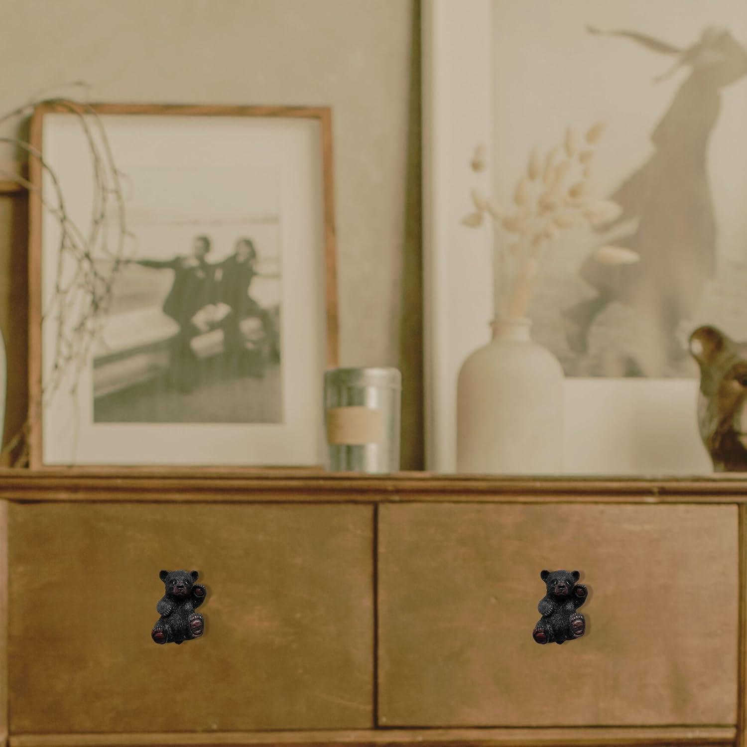 BestGiftEver Black Bear Drawer Pull and Cabinet Knob - Rustic Decor Dresser Hardware, Ideal for Mountain, Cabin, Lodge or Woodland Home Decorations with Wildlife Charm (Adorable Curious Bear Design)