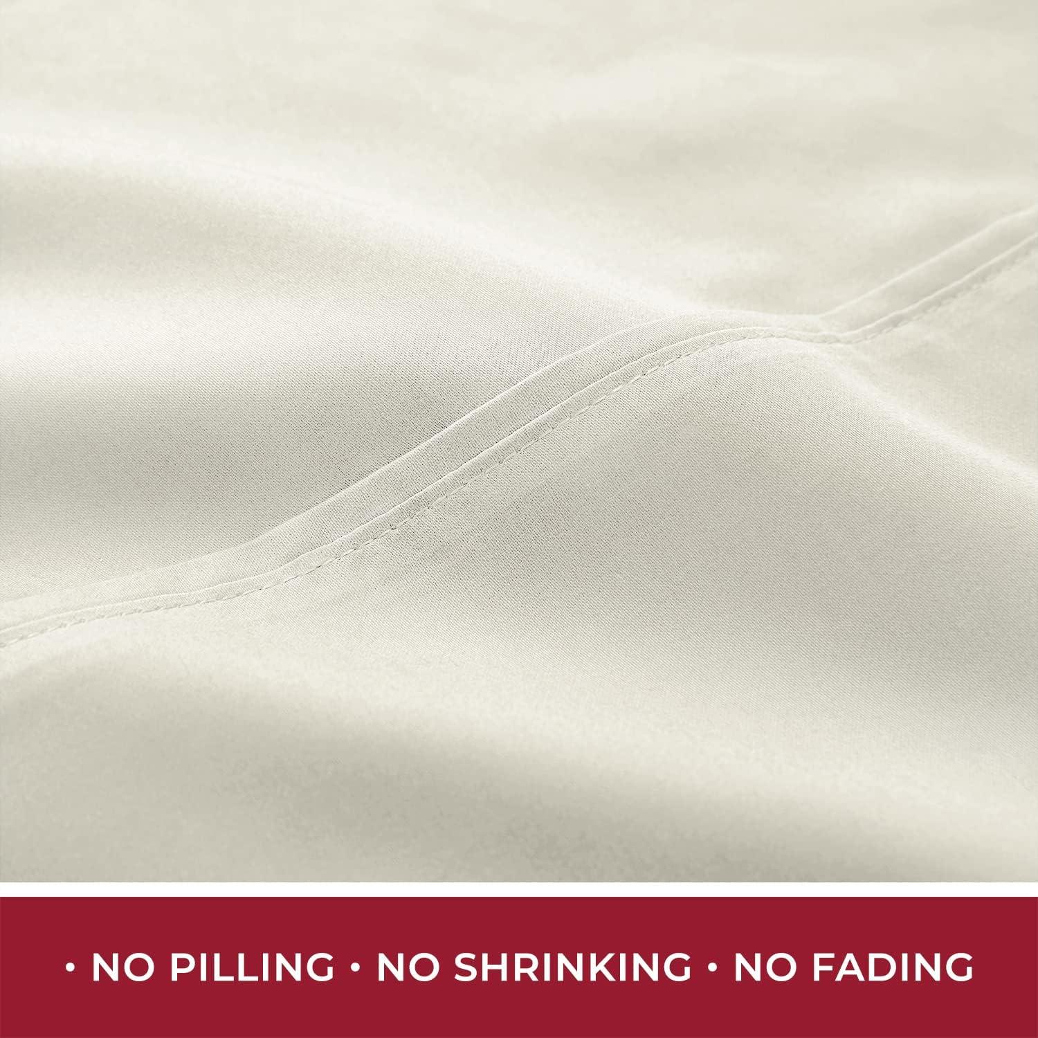 Mellanni 400 Thread Count Cotton Sateen Bedding Set - 4 Piece White Bed Sheets Set - Fits Mattresses up to 16" Deep - Cooling Sheet for Hot Sleepers (Full, Ivory)