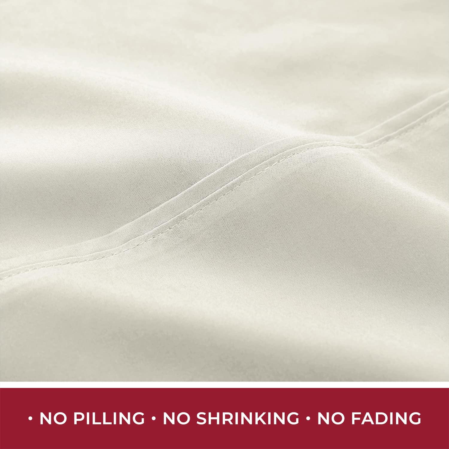 Mellanni 400 Thread Count Cotton Sateen Bedding Set - 4 Piece White Bed Sheets Set - Fits Mattresses up to 16" Deep - Cooling Sheet for Hot Sleepers (Full, Ivory)