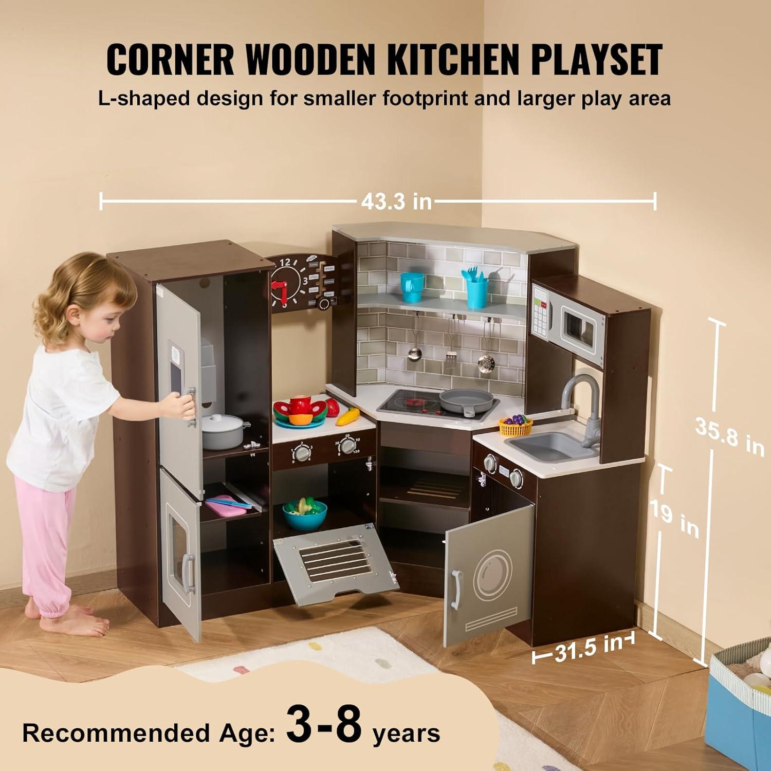 Kitchen Playset Kids Pretend Cooking Play Toy 24 Piece Accessories Children Pretend Play Toy White