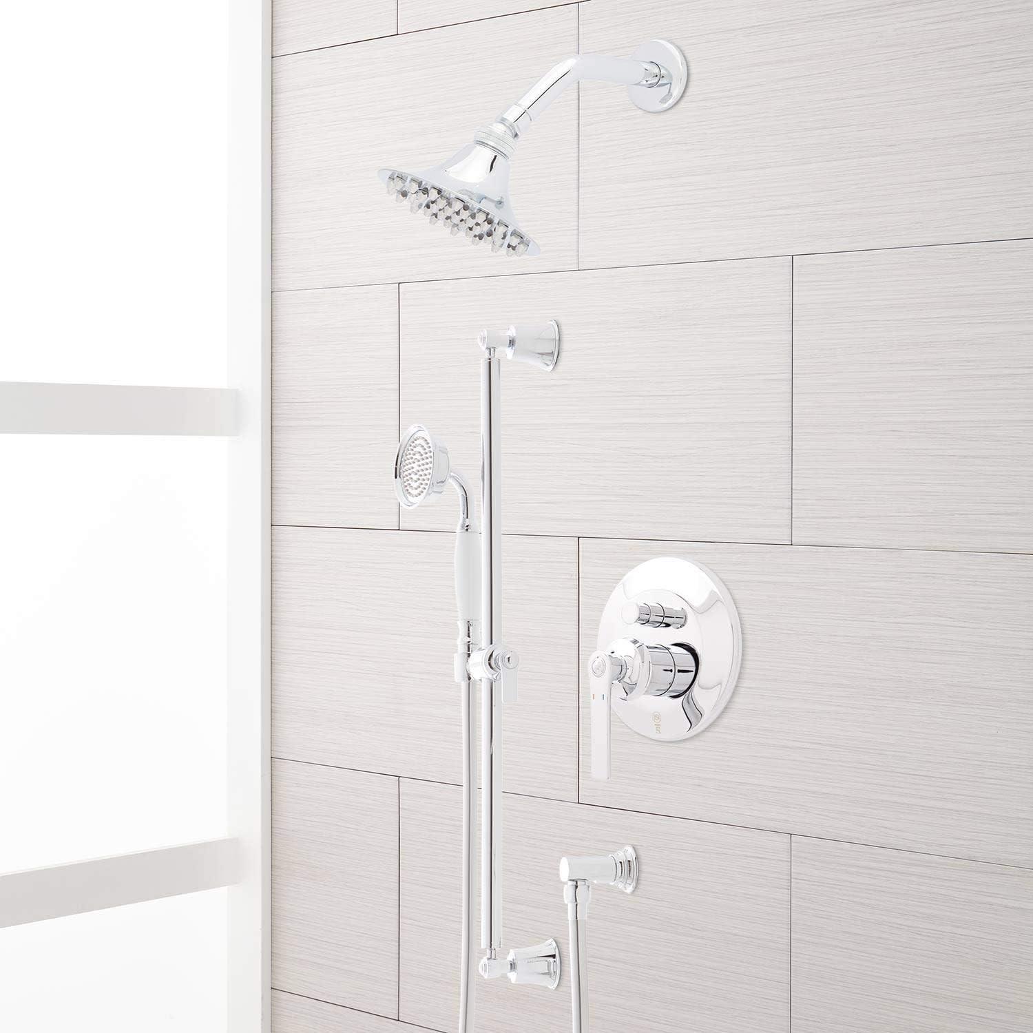 Chrome Adjustable Multi-Head Rain Shower System with Handheld