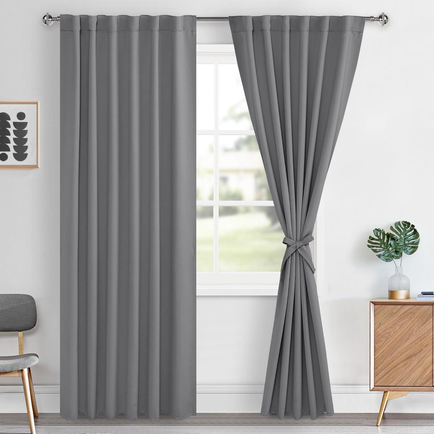 Gray Blackout Grommet Polyester Window Panel Set