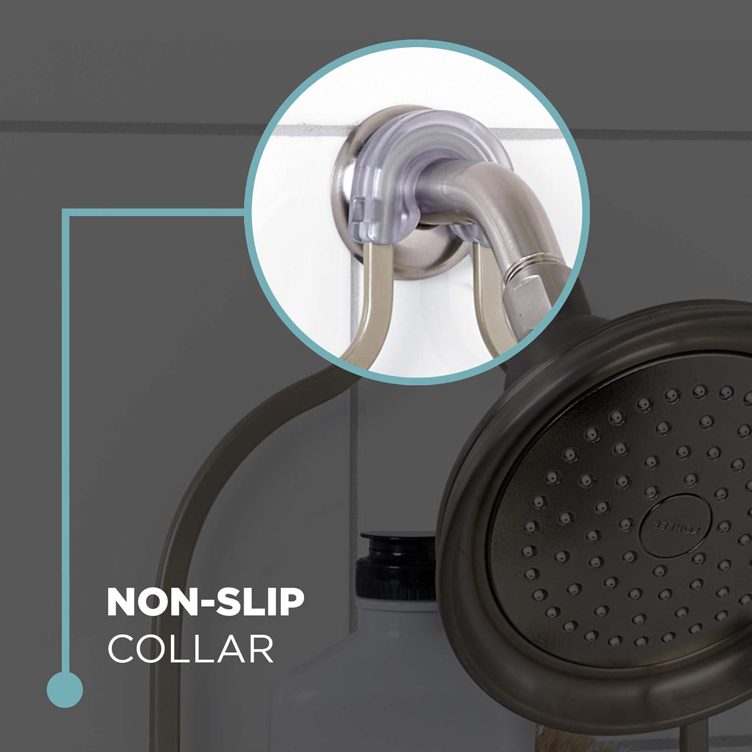 Satin Nickel Rust-Resistant Hanging Shower Caddy with Suction Cups