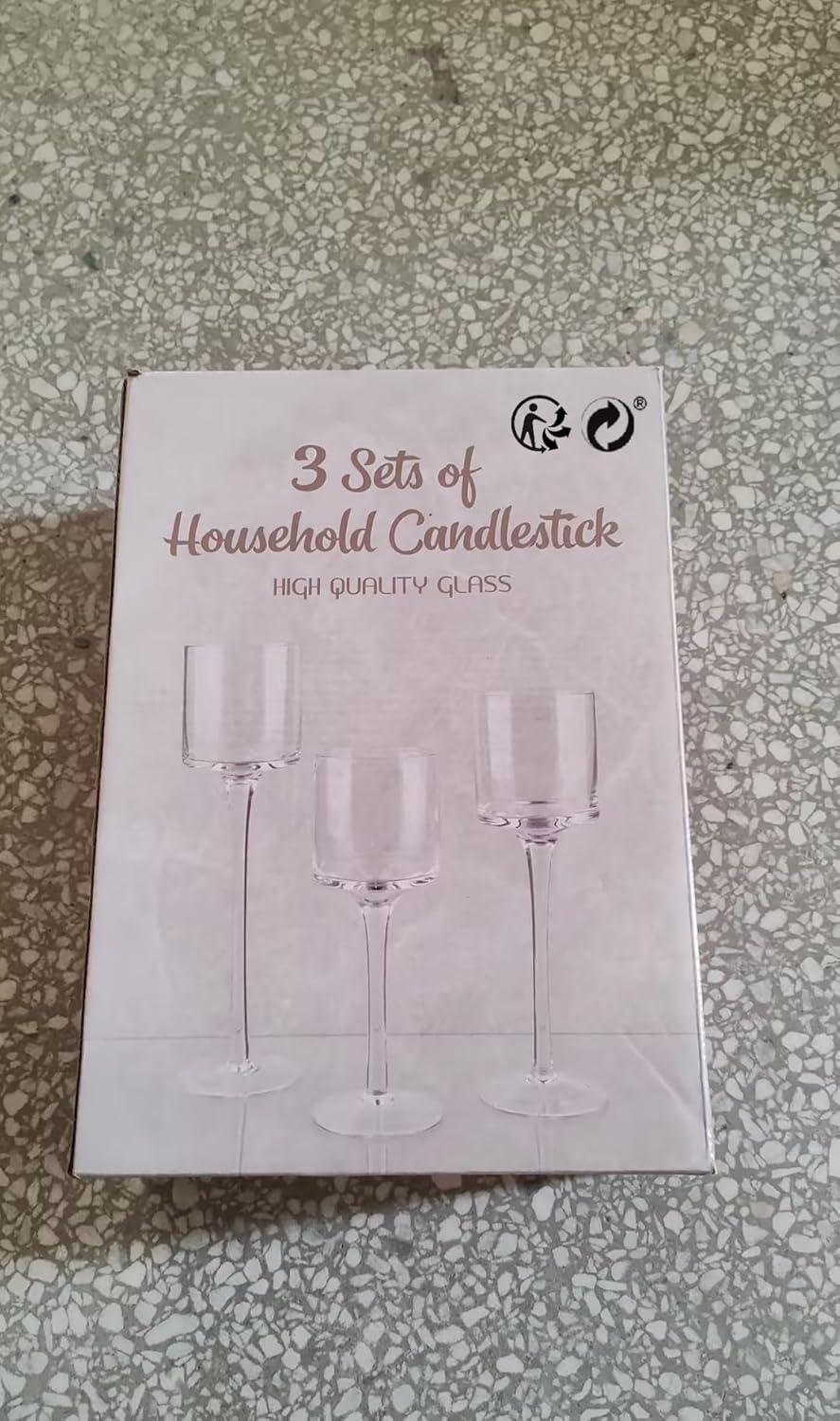 Nuptio Hurricane Glass Candle Holder Tea light Candle Holders ，3Pcs Tall Tealight Candle Holder Votive Candle Holders for Table Centerpiece Home Decoration