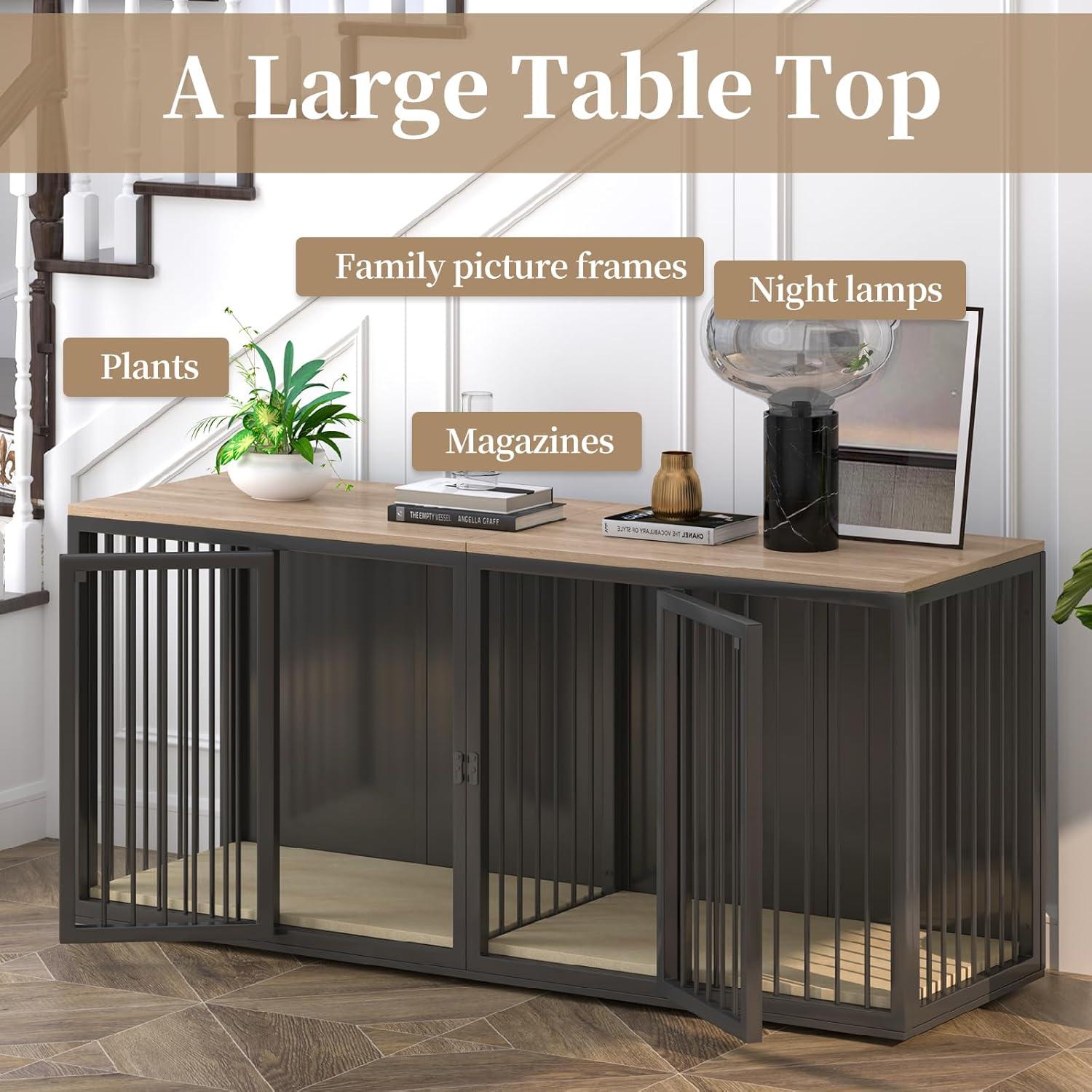 Tucker Murphy Pet™ Large Dog Crate Furniture for 2 Dogs, 71.6'' Steel Frame Dog Crate with Double Doors, Heavy Sturdy Dog Kennel