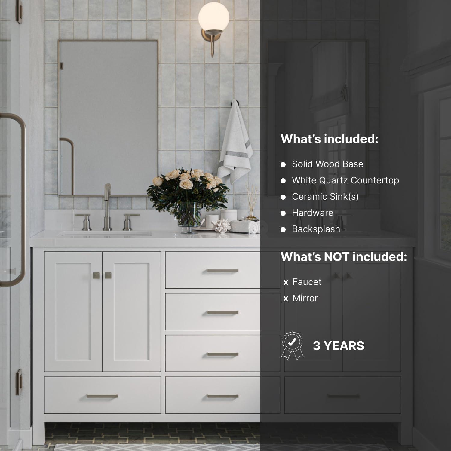 Ariel A055swqovo Cambridge 55" Free Standing Single Basin Vanity Set - White