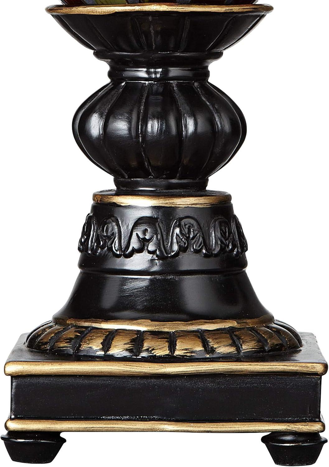 Regency Hill Traditional Uplight Accent Table Lamp 12" High Dark Bronze Amber Mosaic Glass Shade Bedroom House Bedside Nightstand