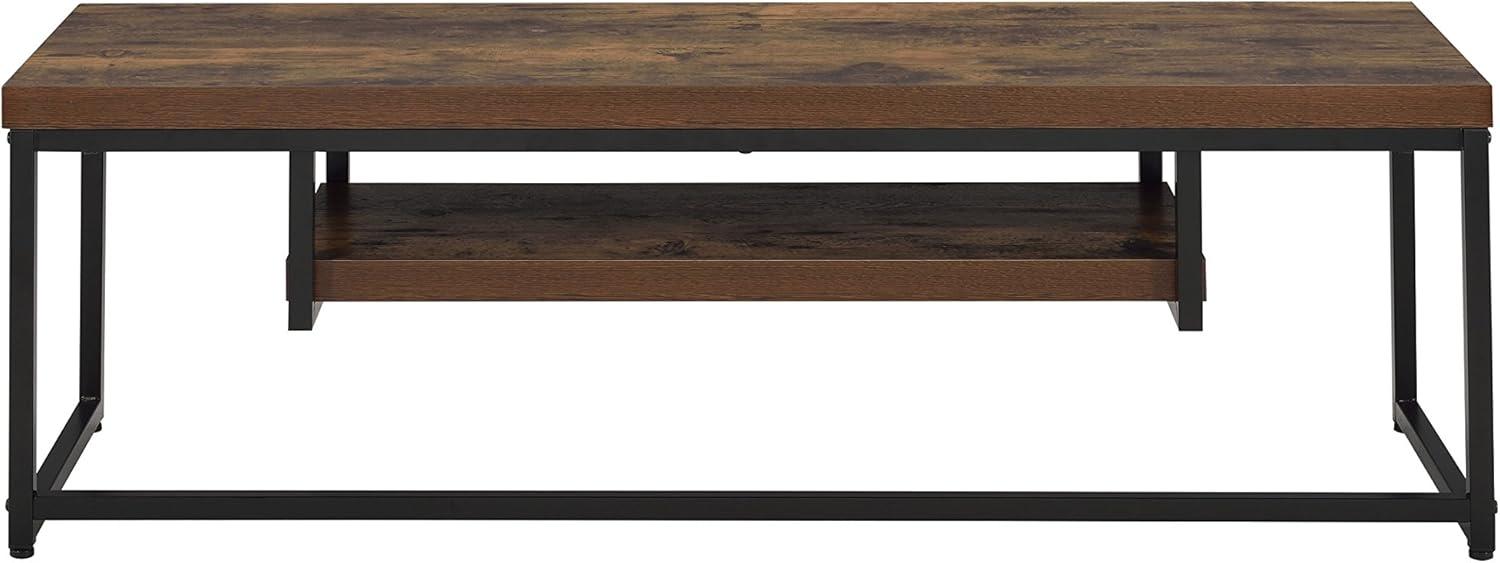 Sleek Weathered Oak and Black Metal TV Stand with Open Shelf