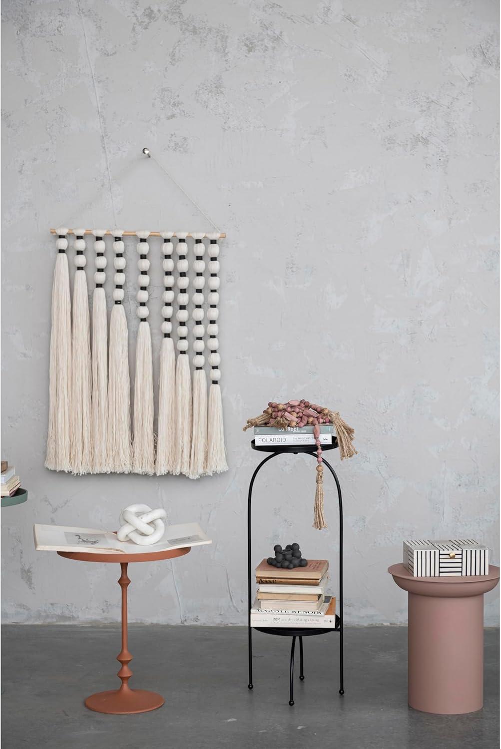 Storied Home Metal Two-Tier Accent Table and Plant Stand Black: Iron Frame, Round Tiered Display, No Assembly Tools Needed