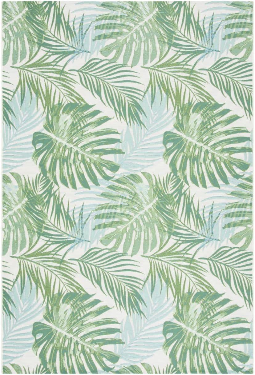 Barbados BAR592 Power Loomed Indoor and Outdoor Area Rug - Green/Teal - 8'x8' - Safavieh.